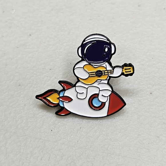Spaceman Guitar & Rocket Ride Enamel Pin - Picture 3 of 4